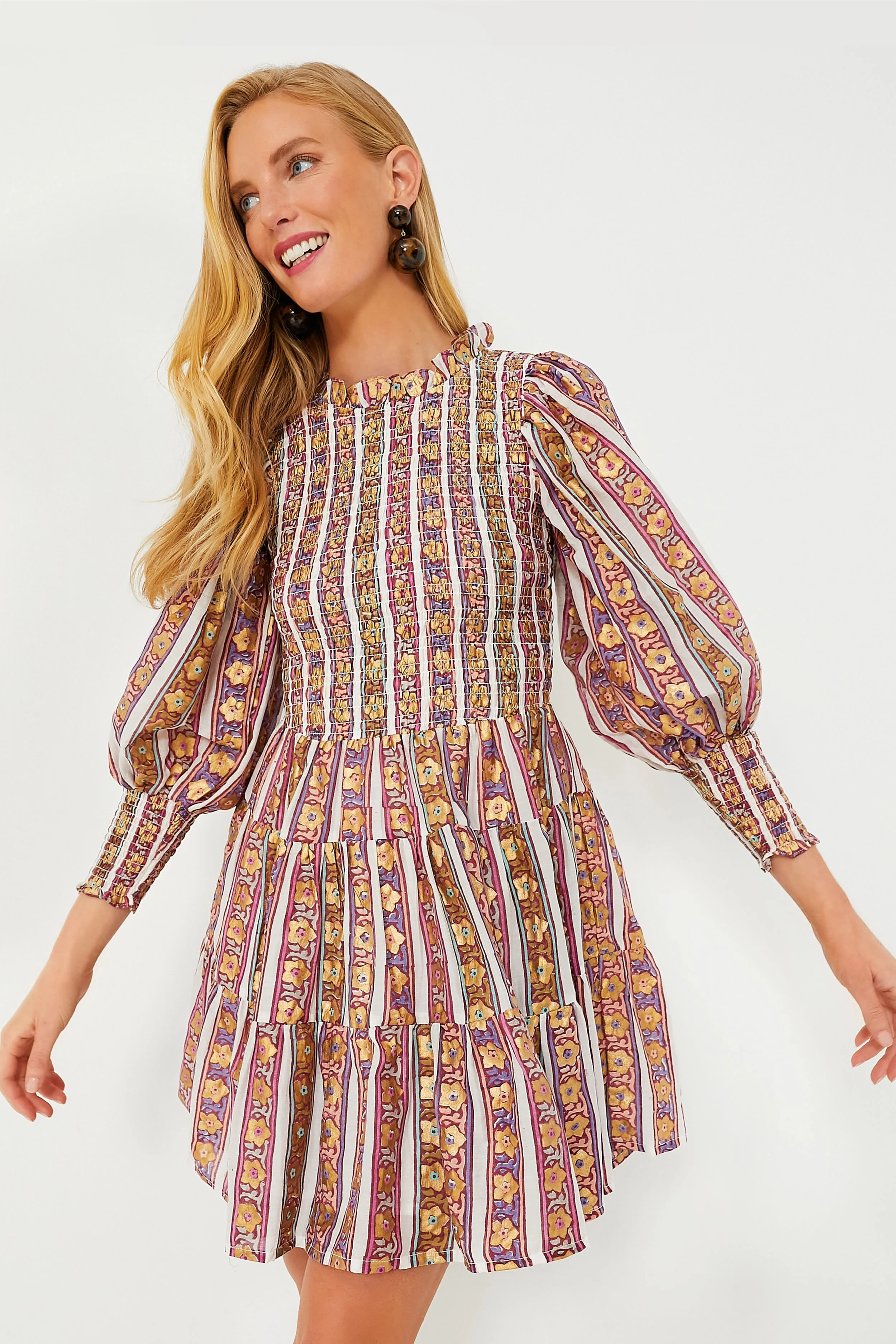 Olive Petal Smocked Flirty 3/4 Sleeve Dress | Tuckernuck (US)