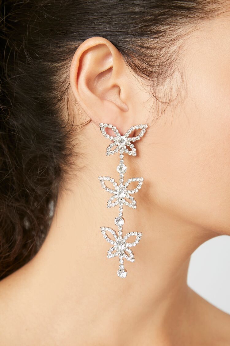 Rhinestone Butterfly Drop Earrings | Forever 21 | Forever 21 (US)