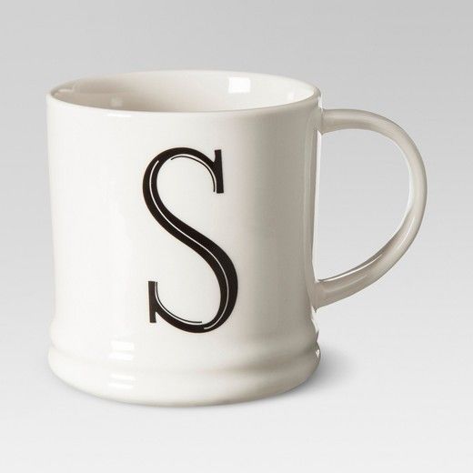 Monogrammed Porcelain Mug 15oz White with Black Letter - Threshold™ | Target
