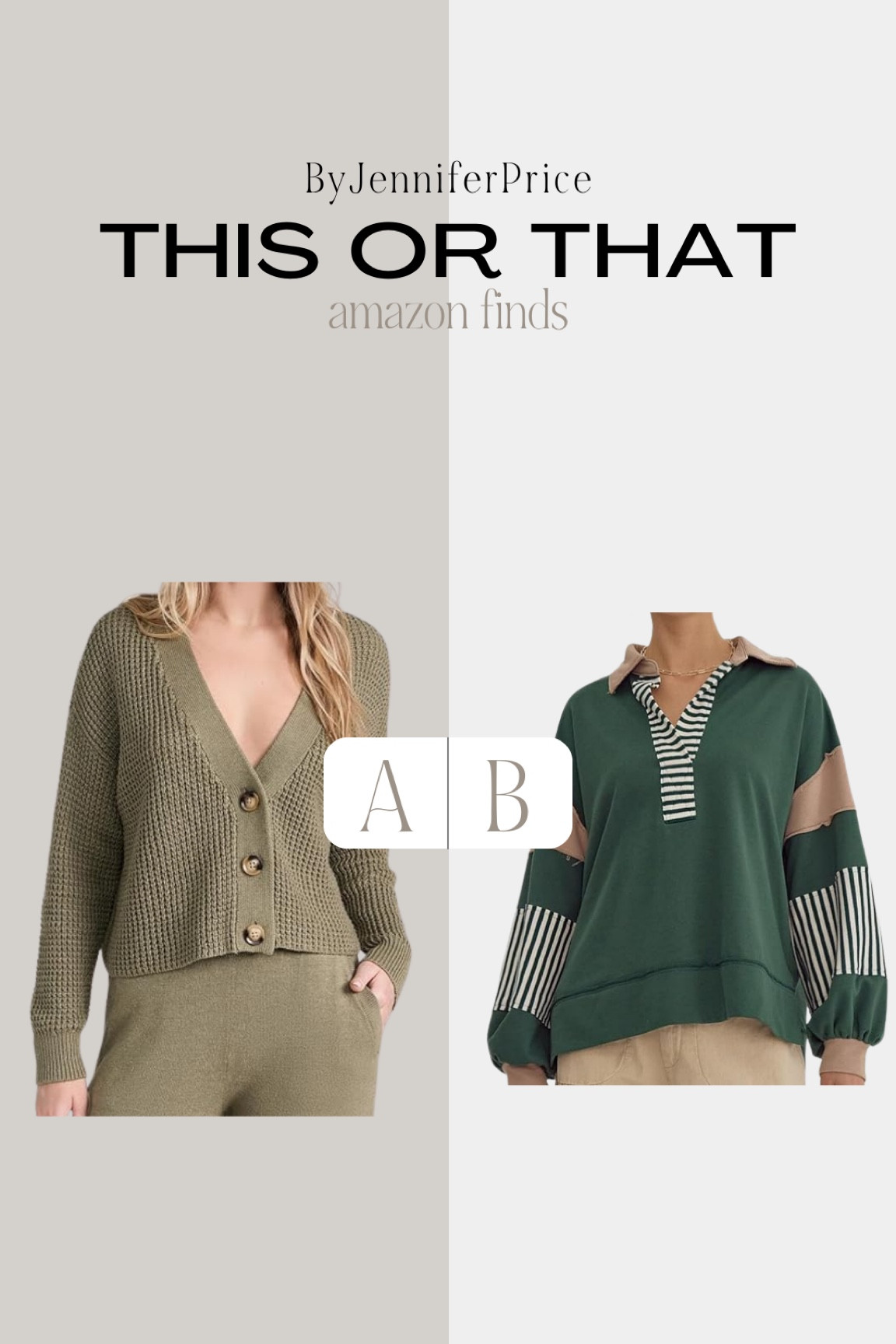 This or that: AMAZON FINDS

Casual outfit, outfit ideas, elegant style, minimal style, fashion inspo, neutral style, Amazon fashion, Amazon finds, ootd, basics, street style, neutral outfits, fall outfit, fall style, fall fashion, styling ideas, what to wear, chic style, outfit inspo, simple outfits, sweater, cardigan, sweatshirt 

#LTKStyleTip #LTKFindsUnder50 #LTKSeasonal