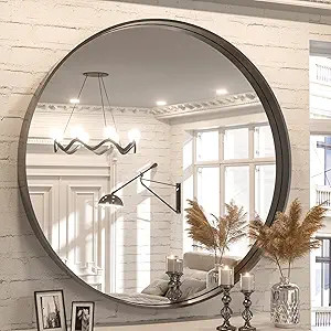 TokeShimi Black Round Mirror 36 Inchs Wall Mounted Black Circle Bathroom Mirror with Non-Rusting ... | Amazon (US)