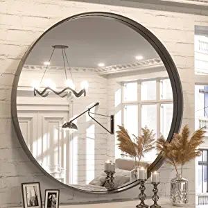 TokeShimi Black Round Mirror 36 Inchs Wall Mounted Black Circle Bathroom Mirror with Non-Rusting ... | Amazon (US)