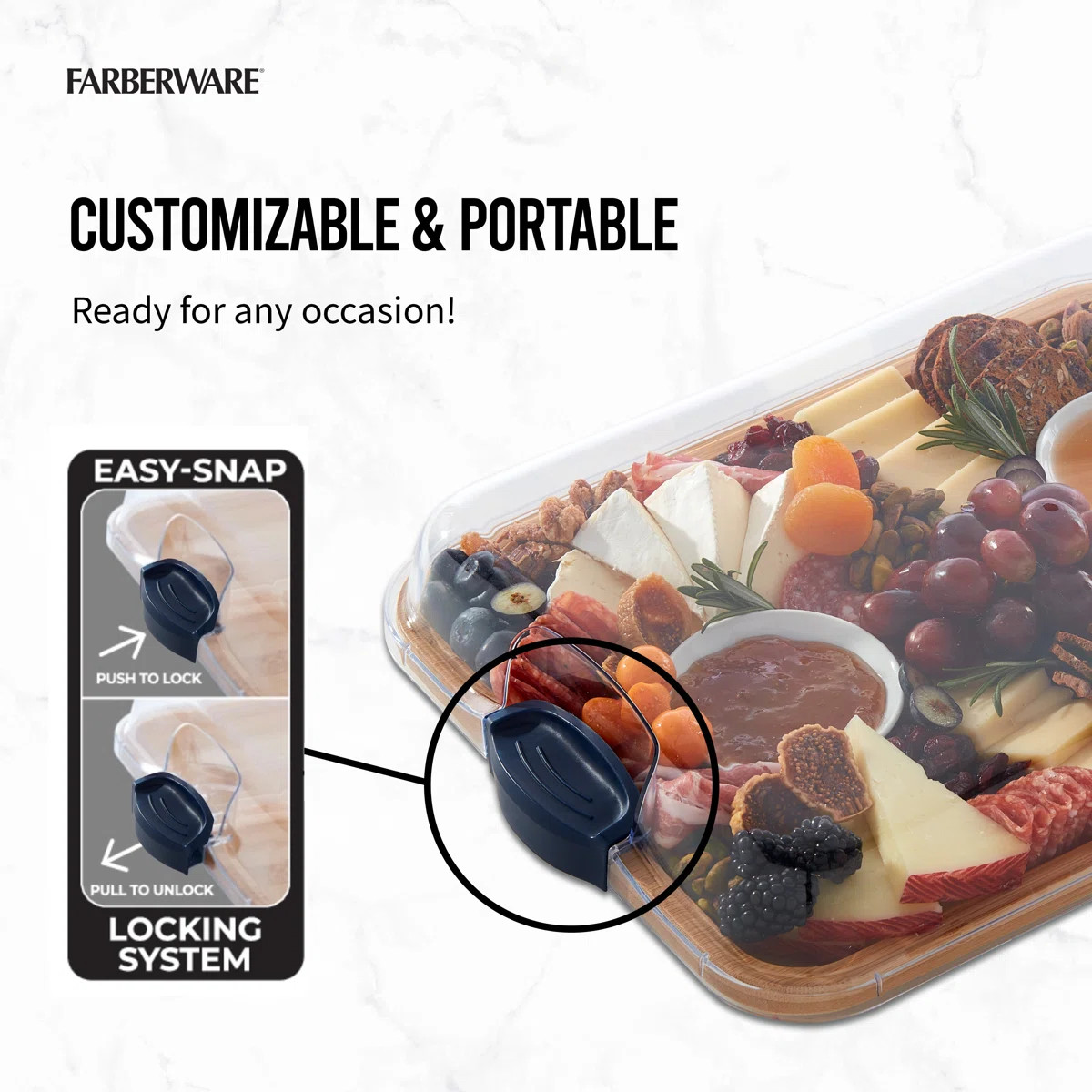 Farberware Build-A-Board Bamboo Charcuterie Board with Locking Lid | Wayfair North America