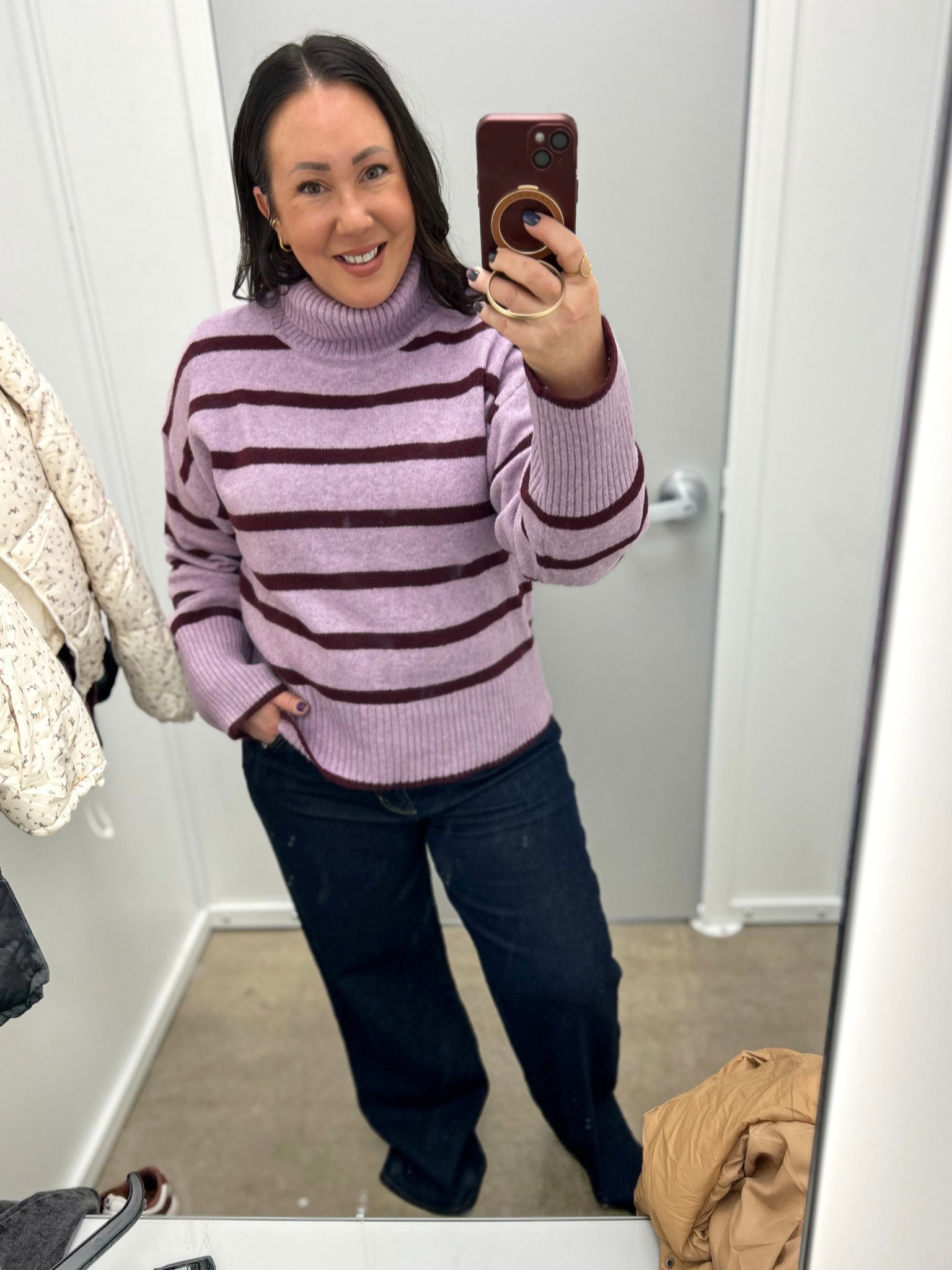 The softest chunky turtleneck sweaters. Something you’d find at a name brand store. Large gives a nice relaxed fit. XL wide leg jeans. Love this darker wash. Would prefer the short length.  @walmart

#LTKFindsUnder50 #LTKOver40 #LTKMidsize
