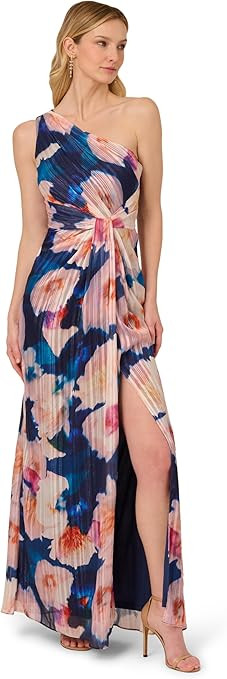 Adrianna Papell Women's One Shoulder Chiffon Gown | Amazon (US)