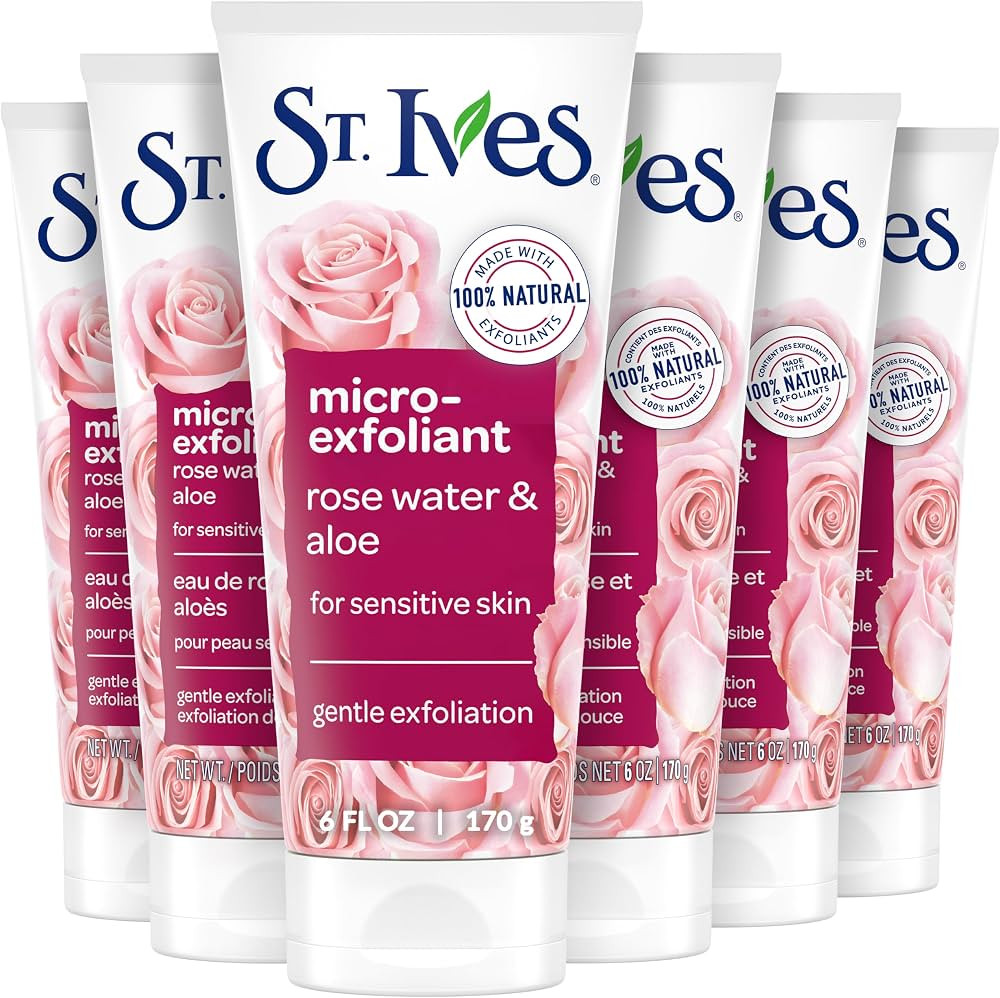 St. Ives Exfoliante facial suavizante suave, agua de rosas y aloe vera, exfoliante facial hecho c... | Amazon (US)