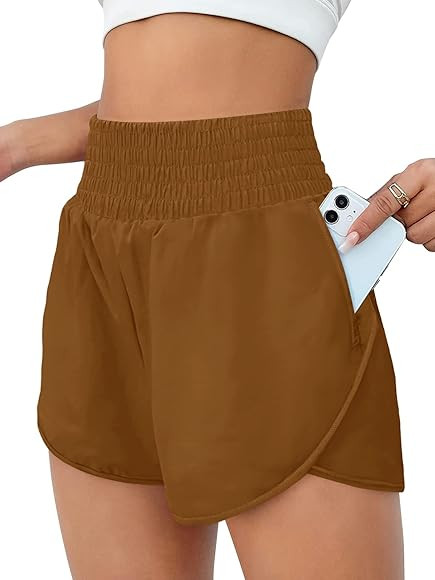 AUTOMET Women's Athletic Shorts High Waisted Running Shorts Gym Workout Shorts Casual Comfy Sport... | Amazon (US)