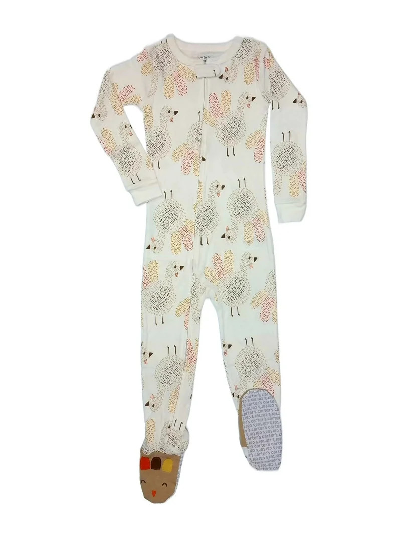 Carter's Toddler Boy's Girl's Turkey Thanksgiving Holiday Pajama Sleeper, Size 5T | Walmart (US)