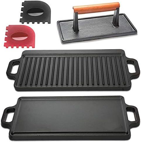 Cast Iron Stove Top Griddle Set and Griddle Accessories | Grill Pan | Includes Reversible Cast Iron  | Amazon (US)