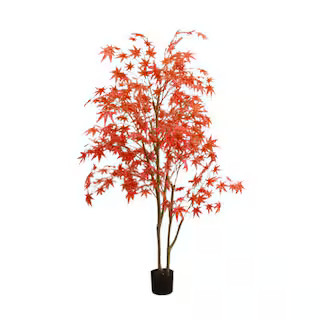 Garvee 5. 9 ft. Autumn Artificial Fall Tree, Red Maple Leaves Tree For Fall Party Home Decor XD-Z... | The Home Depot