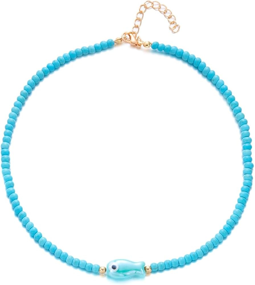 Seed Bead Choker Necklace for Women Bohemian Tiny Beads Choker Colorful Rice Bead Starfish Choker... | Amazon (US)