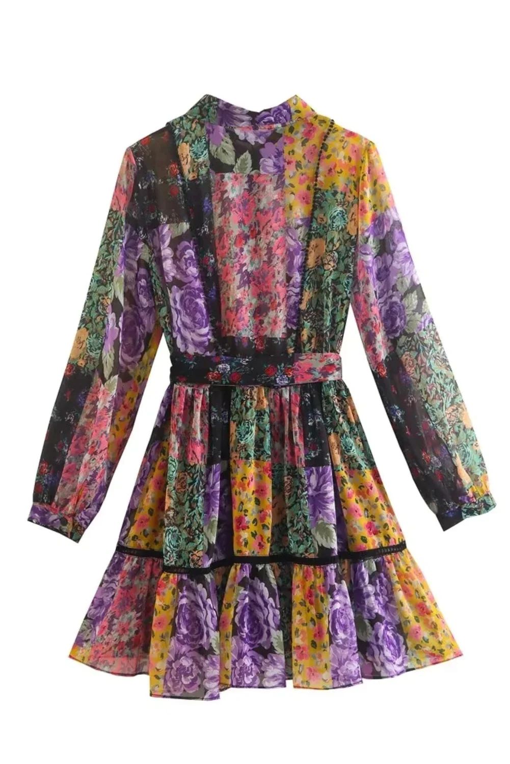 'Ruth' Floral Patch Belted Dress | Goodnight Macaroon