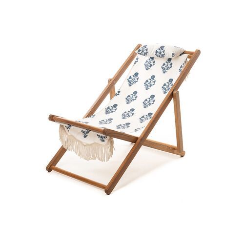 Luna Sling Beach Chair, Blue/White | One Kings Lane