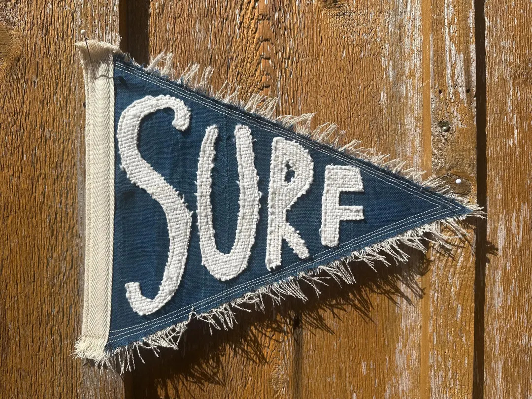 Vintage Inspired Pennant Surf Upcycled Recycled Beach Flag California Florida Swell Pipeline Shre... | Etsy (US)