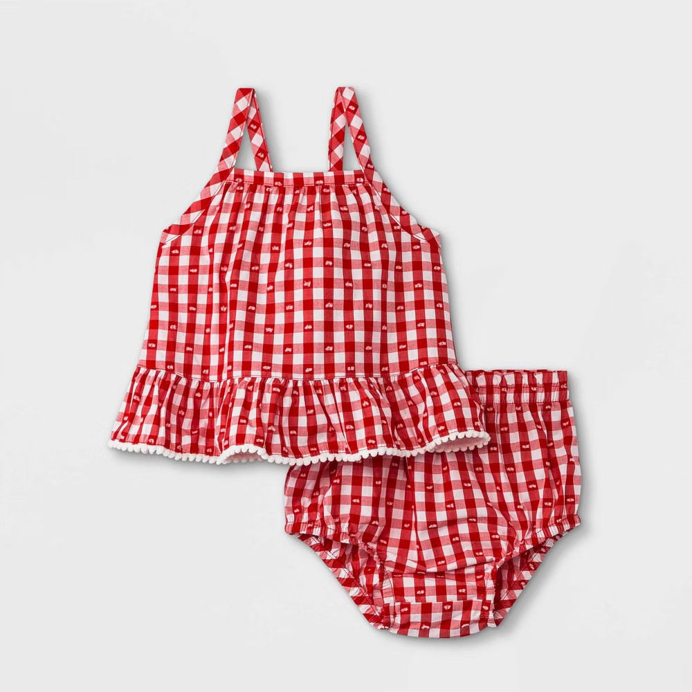 Baby Girls' 2pc Gingham Clipspot Top & Bottom Set - Cat & Jack™ | Target