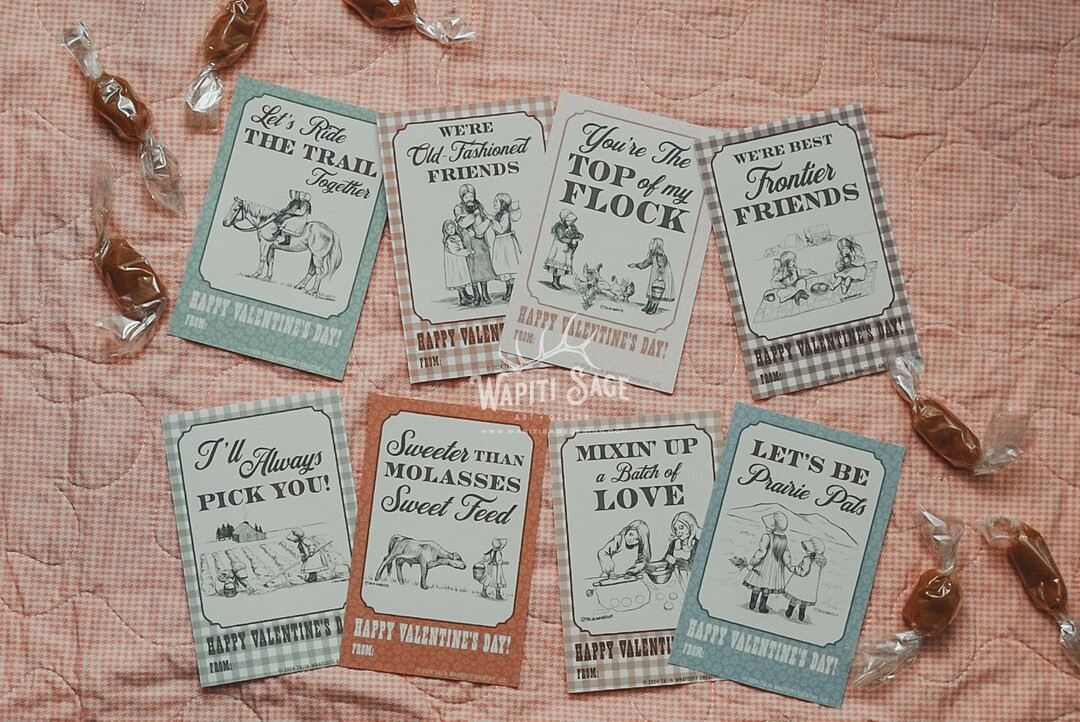 Pioneer Sisters Valentine Cards Little House DIY Printable Valentine Cowkid Valentine Cards Digit... | Etsy (US)