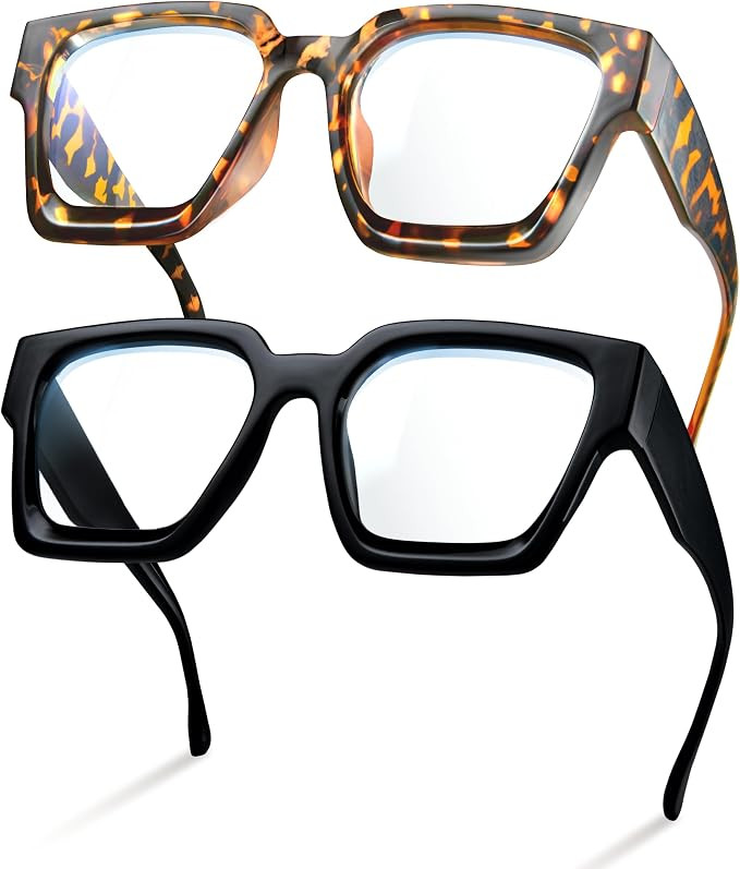 livho Oversized Eyewear Frame for Woman and Men - Rectangle Fashion Glasses for Computer, Chic Pr... | Amazon (US)