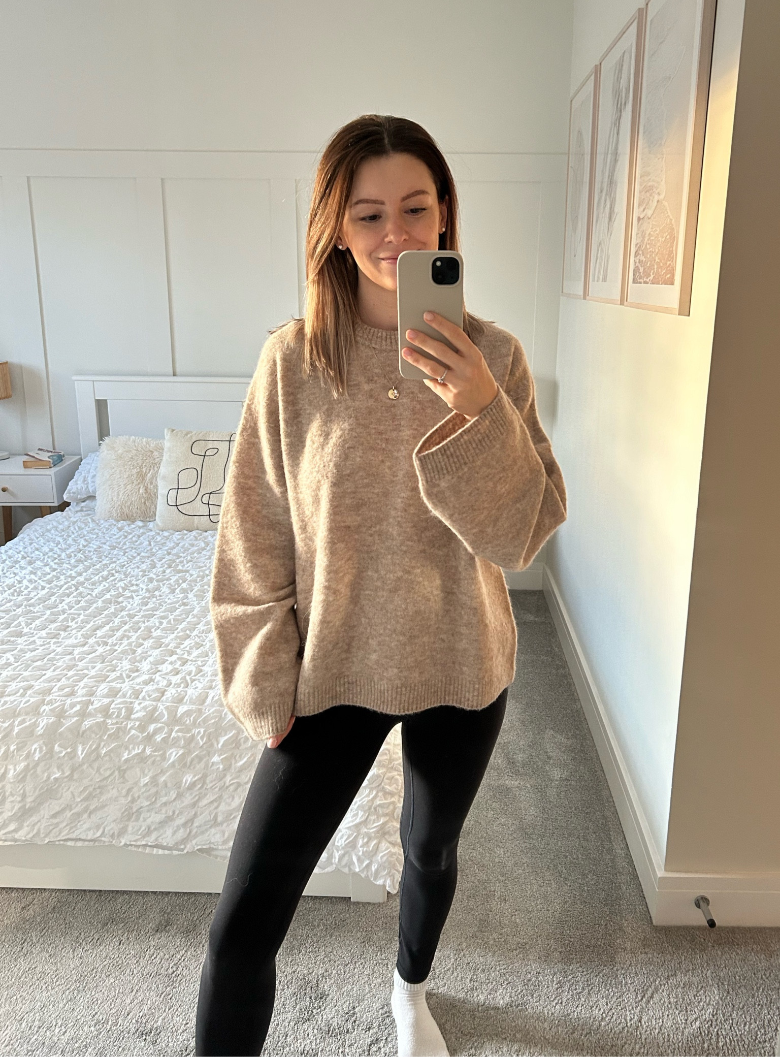 Casual beige super soft alpaca jumper and leggings, mum uniform

#LTKeurope #LTKuk