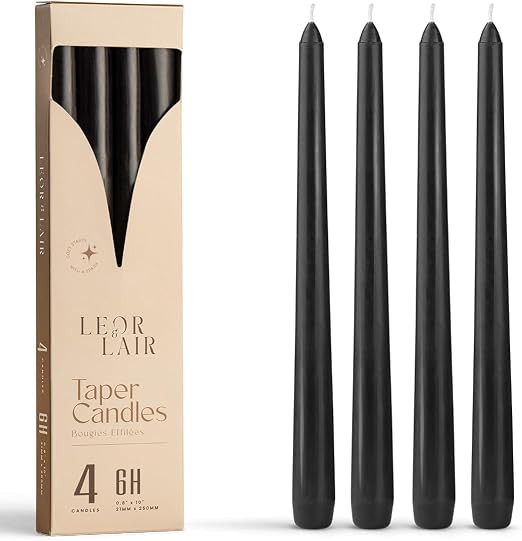Black Taper Candles, 4 Pack, 10" Black Candlesticks | Amazon (US)
