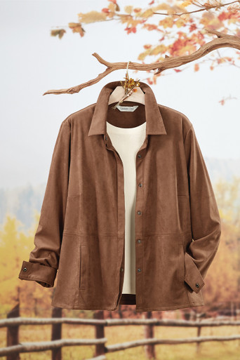 Stretch Faux Suede Shirt Jacket | Coldwater Creek