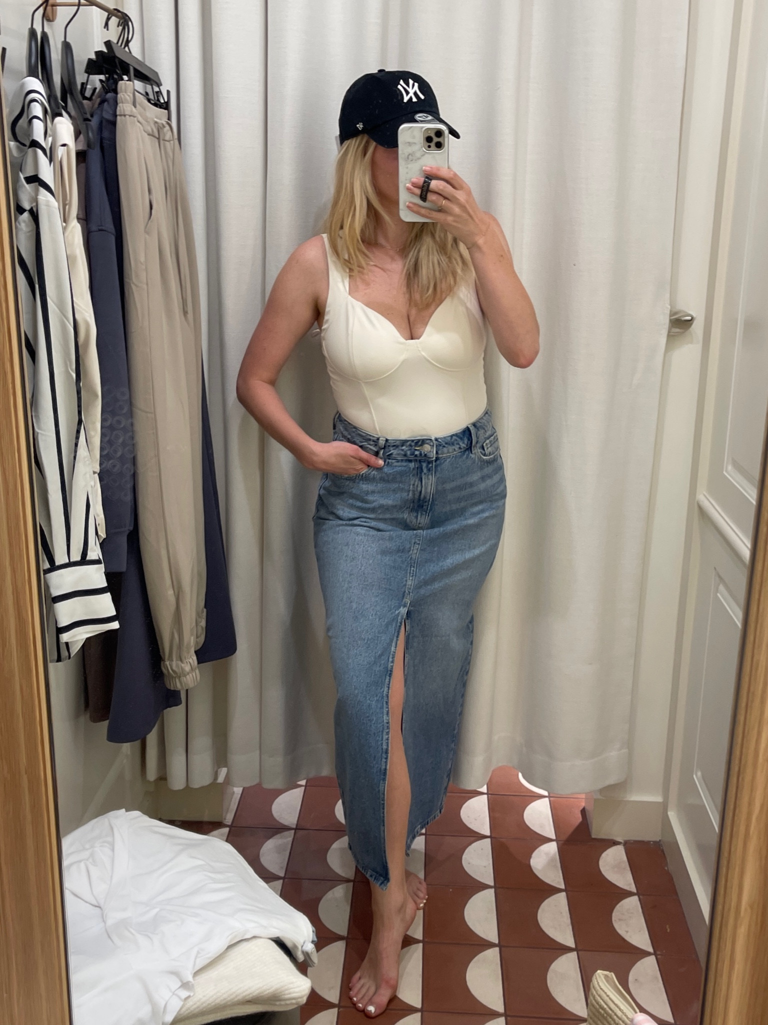 The perfect denim maxi skirt! Runs big so size down a size. Super soft and stretchy! 
.
.
Fall outfit - cream bodysuit - denim skirt - maxi skirt - dynamite clothing 

#LTKstyletip #LTKunder50 #LTKunder100