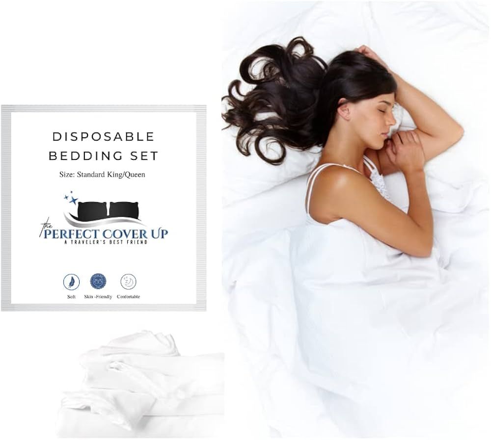 The Perfect Cover Up Disposable Travel Bedding - 4 Piece Skin Friendly Bed Set, with 2 Pillow Cas... | Amazon (US)
