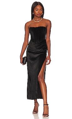 Bardot Everlasting Velour Midi Dress in Black from Revolve.com | Revolve Clothing (Global)