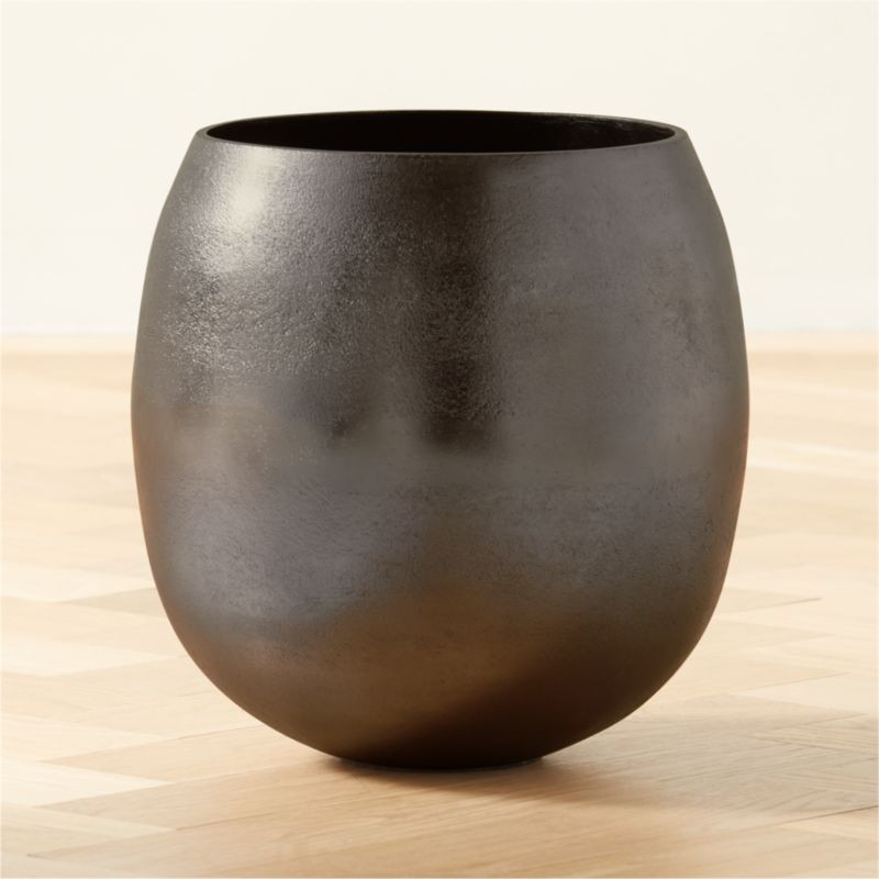 Rough Cast Black Aluminum Indoor Planter Small + Reviews | CB2 | CB2