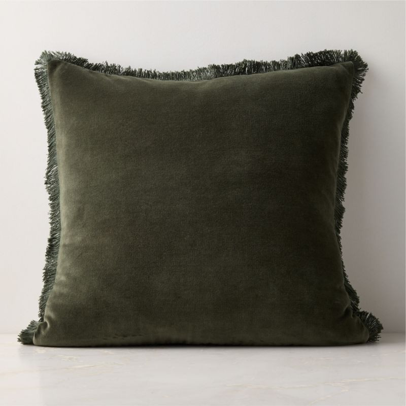 Bettie Forest Green Velvet Throw Pillow with Down-Alternative Insert 23'' + Reviews | CB2 | CB2