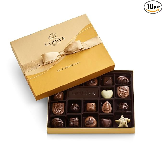 Godiva Chocolatier Gold Ribbon 18-Piece Assorted Chocolate Gift Box – Gourmet Chocolate Candy V... | Amazon (US)