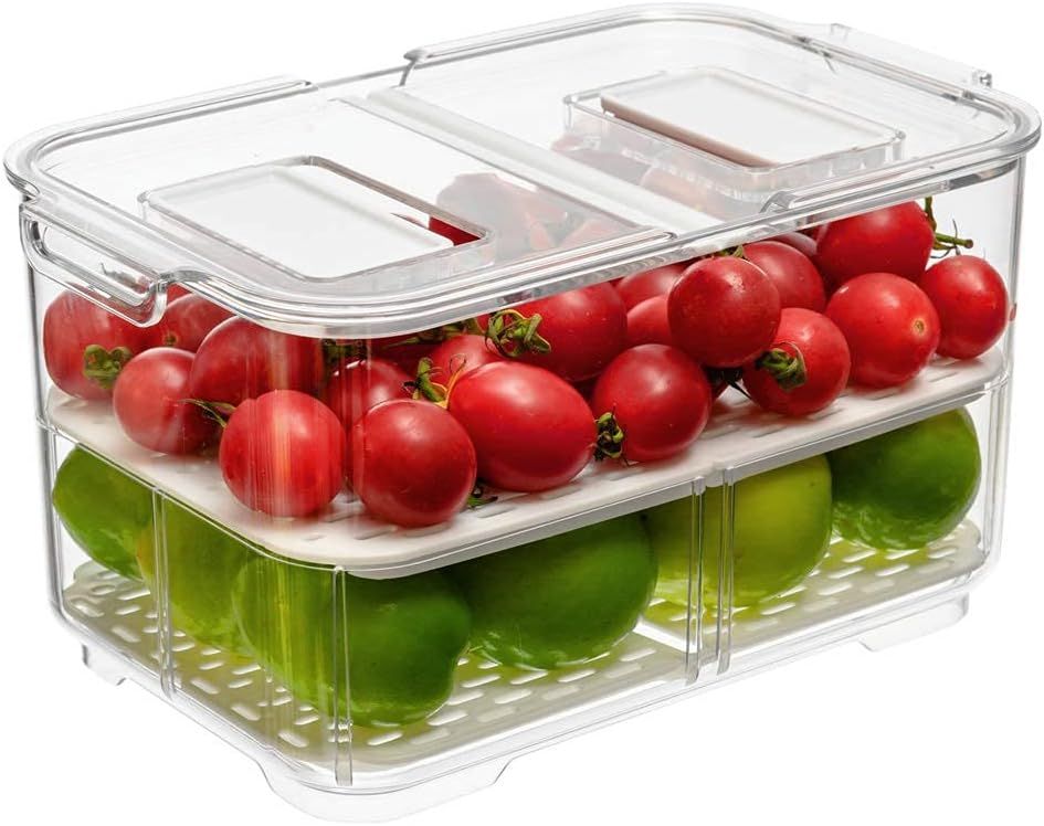SANNO Vegetable Fruit Storage Containers, Produce Saver Containers Refrigerator Storage Container... | Amazon (US)