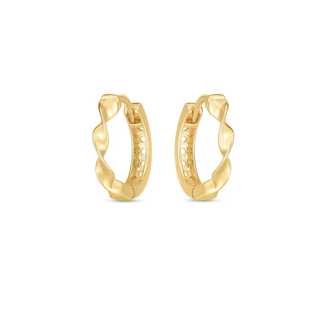 14K Gold Circolo d’Oro Twist Huggie Hoops | Phillip Gavriel