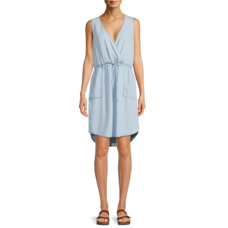 Time and Tru Women's Sleeveless Cinch Waist Surplus Dress - Walmart.com | Walmart (US)