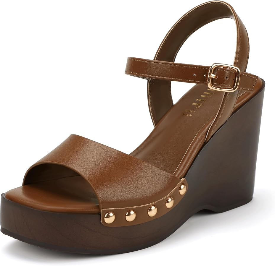 IDIFU IN4 Wedge Sandals for Women Platform Wedge Heels Square Open Toe Dressy Wedges Comfortable ... | Amazon (US)