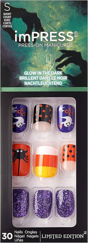 Kiss imPRESS Press on Manacure Halloween Nails - Silence, Short Length, Square Shape, 30 Fake Nai... | Amazon (US)