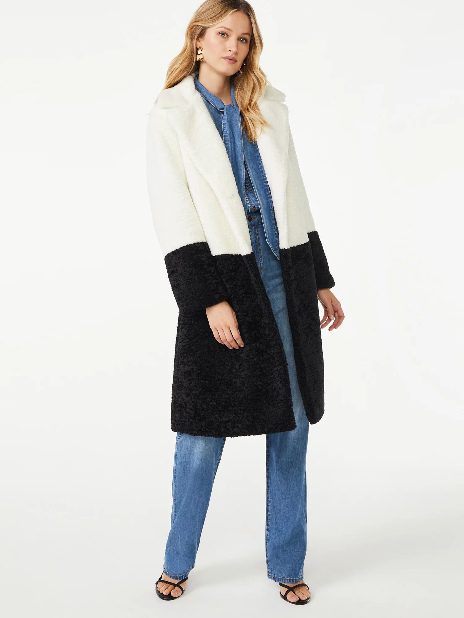 Scoop Women's Faux Fur Color Block Coat | Walmart (US)