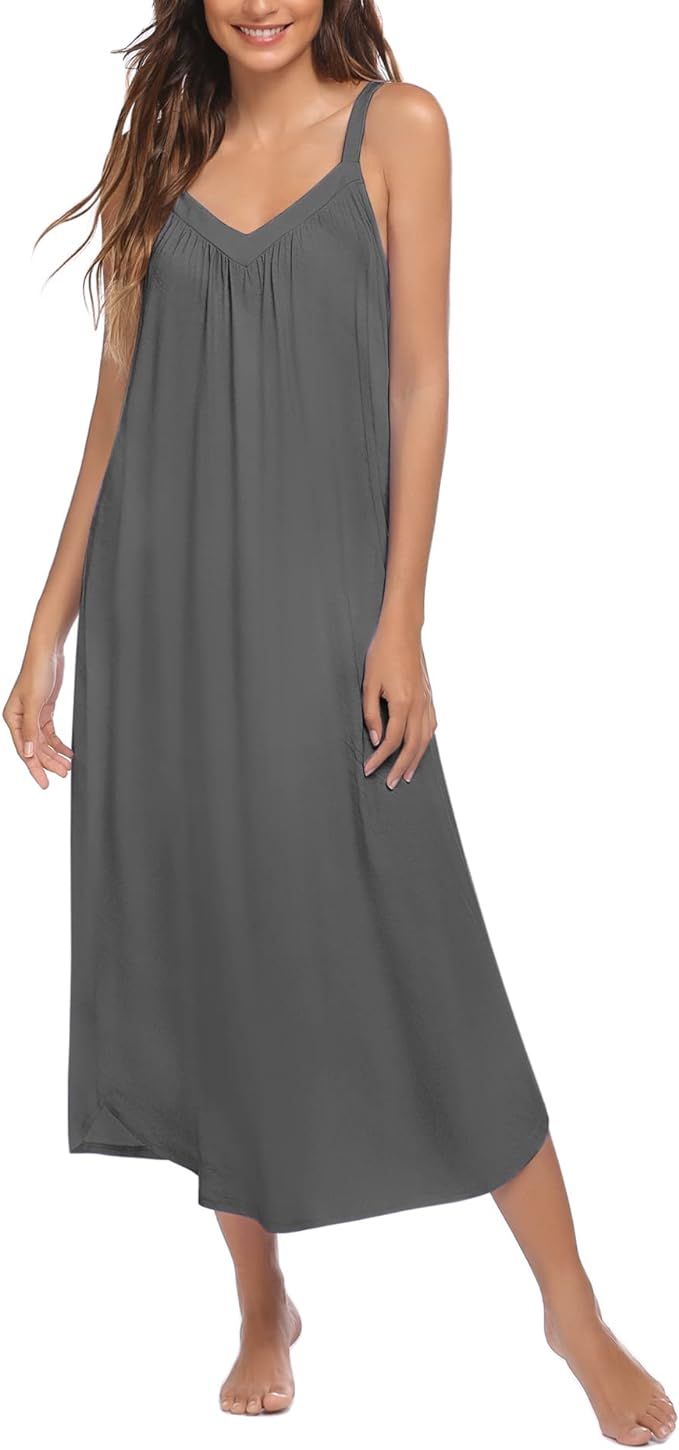 Ekouaer Long Nightgown Full Slips Sleepwear Sleeveless Nightshirt Loose Chemise Lounge Dresses fo... | Amazon (US)