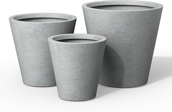 Kante 18.3", 15.3" and 12.4"D Cylindrical Natural Concrete Finish Lightweight Concrete Modern Pla... | Amazon (US)