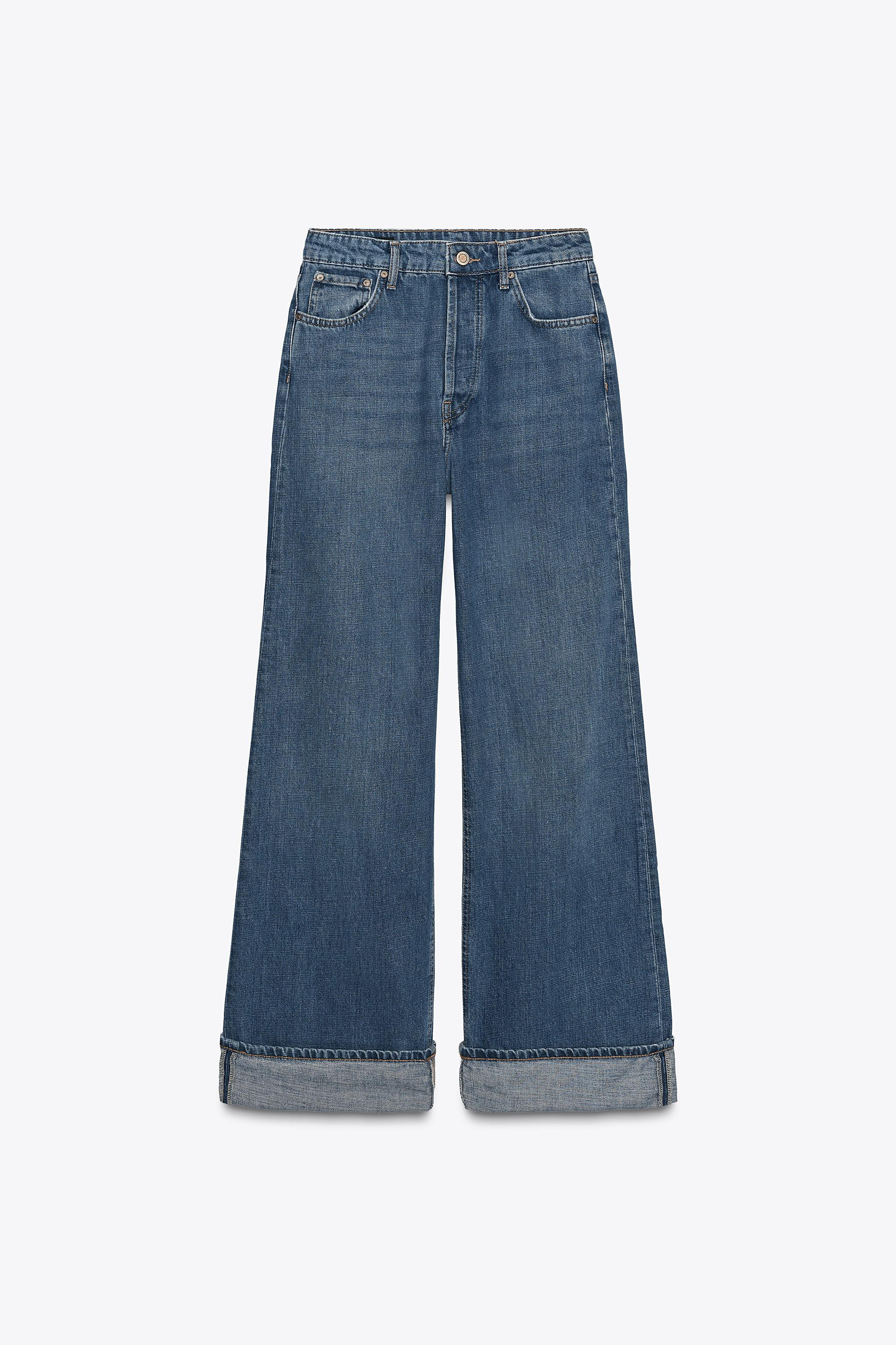ZW COLLECTION MID-RISE TURN-UP HEM JEANS | Zara US