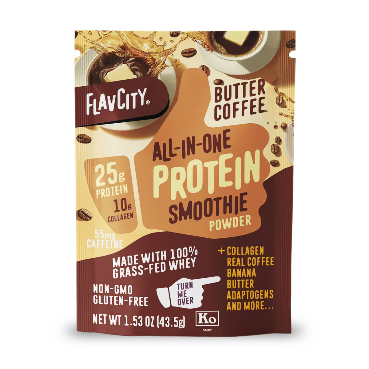 FlavCity Single Serve Protein Smoothie Powder - Butter Coffee - 43.5gms | Target
