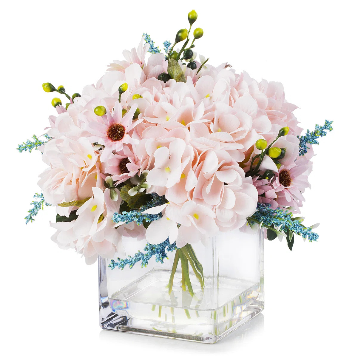 Faux Silk Hydrangea Arrangement in Vase | Wayfair North America