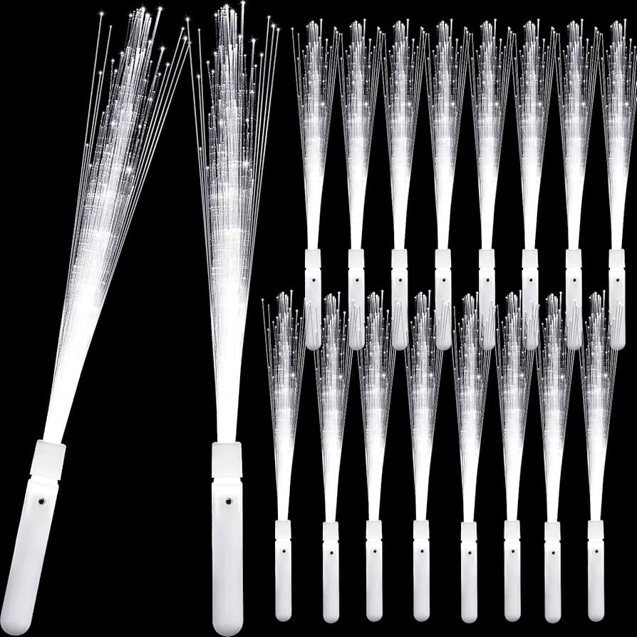 Fiber Optic Wand White Glow Sticks Long Light up Wedding Wand LED Magic Flashing Sparklers with 3... | Amazon (US)