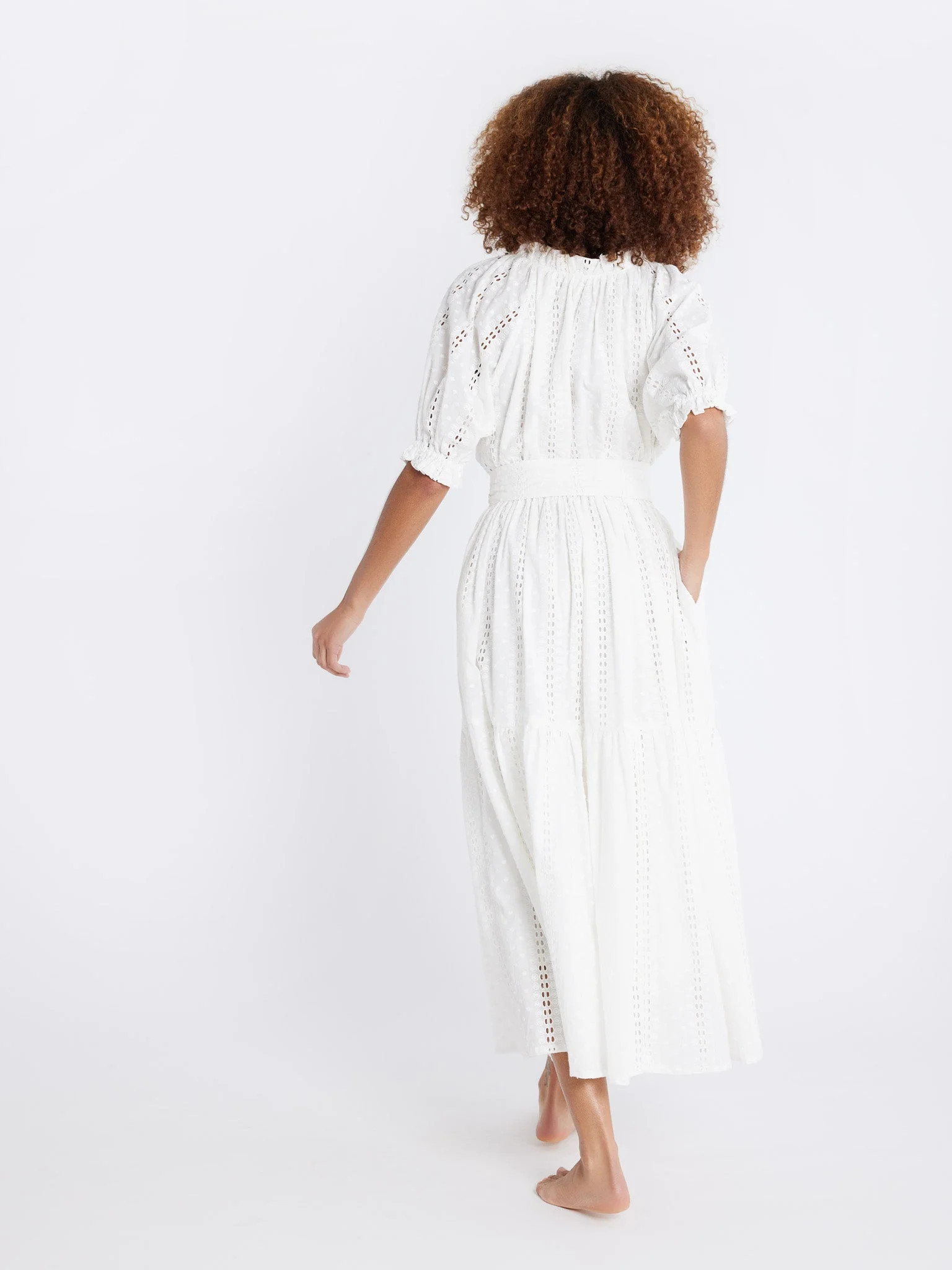 Shop Mille - Zoe Dress in Pearl Polka Dot Eyelet | Mille