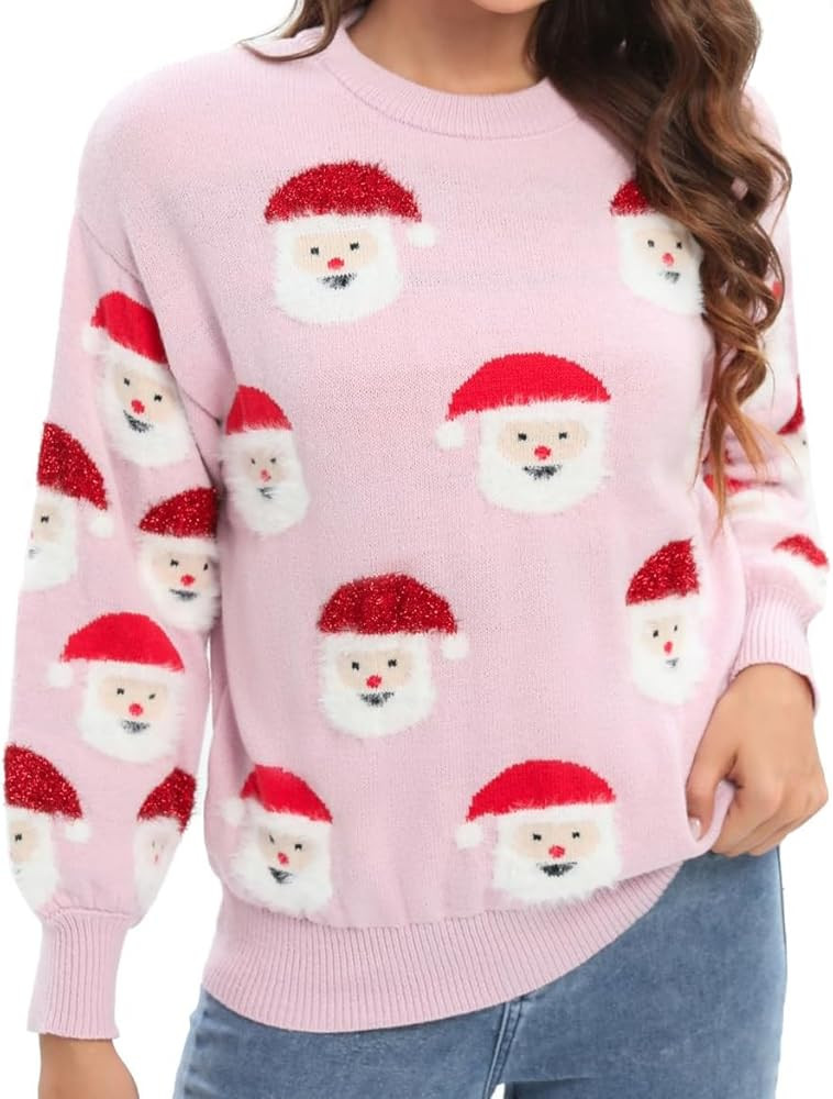 LUBOT Ugly Christmas Sweaters for Women Soft Acrylic Blend Cute Fuzzy Funny Wintertime Holiday Pa... | Amazon (US)