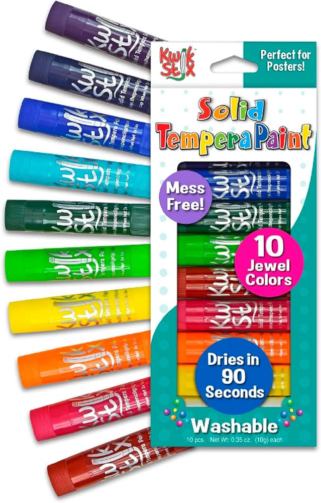 The Pencil Grip Kwik Stix Tempera Paints, Tempera Paint Pens, Super Quick Drying, 10 Assorted Jew... | Amazon (US)