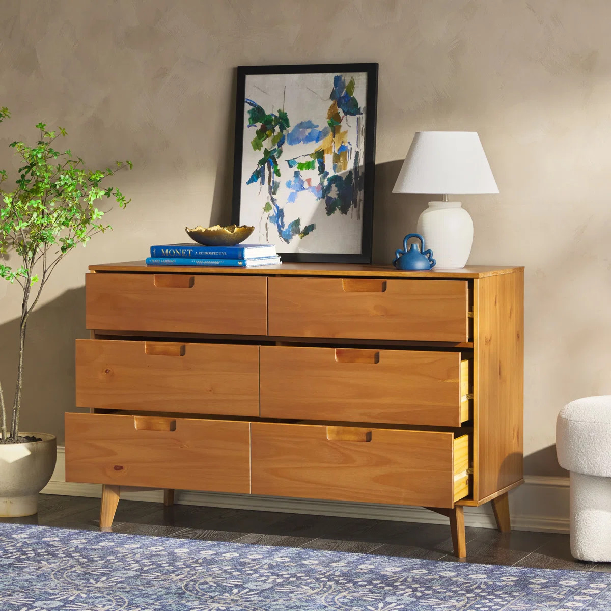 Yarber 6 Drawer Solid Wood Double Dresser | Wayfair North America