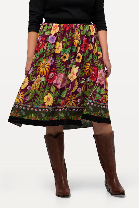 Country Floral A-Line Midi Skirt | Ulla Popken - US & CA