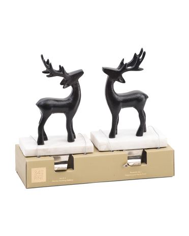 Set Of 2 Reindeer Stocking Holders | TJ Maxx