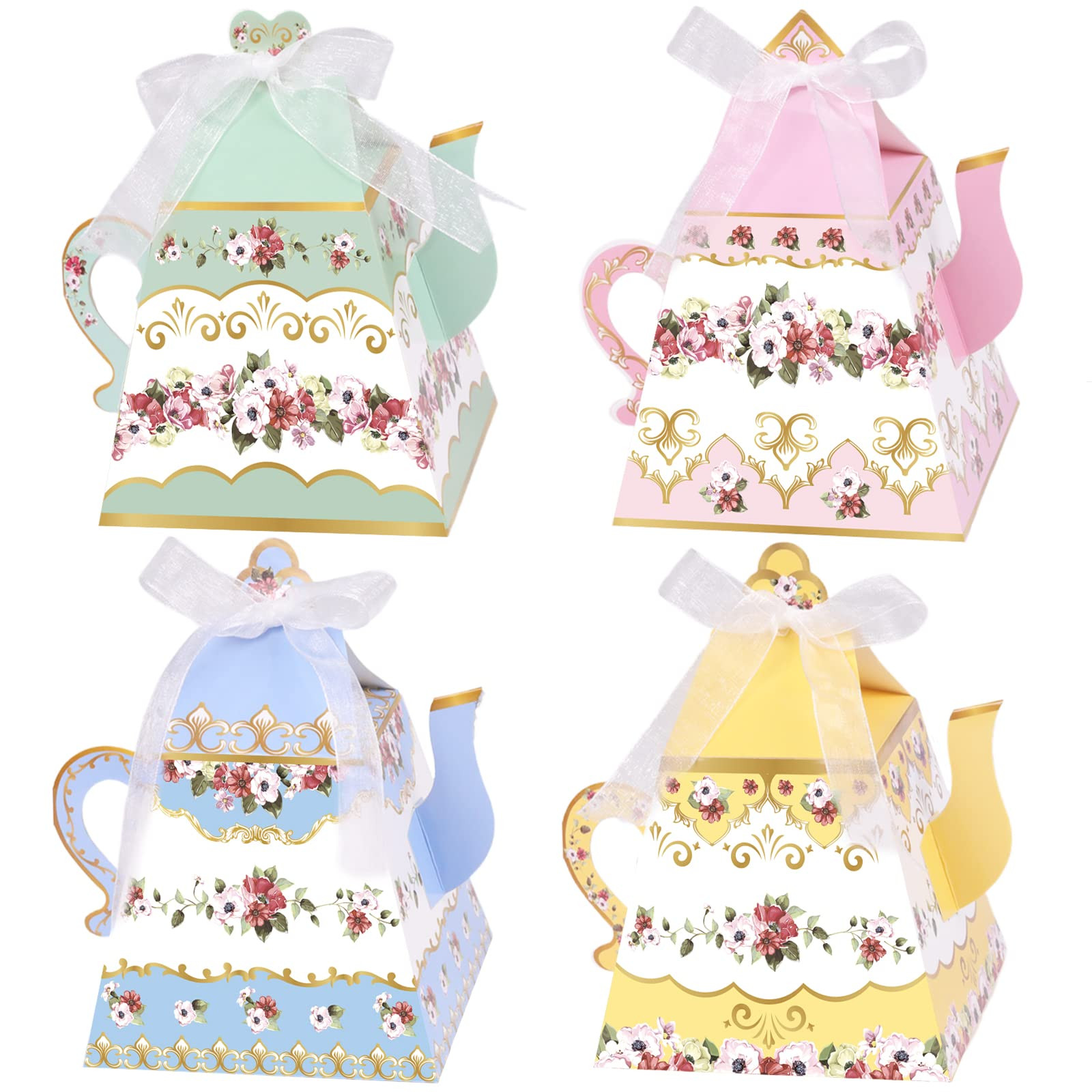 24Pcs Flower Tea Party Favor Gift Boxes Mini Teapot Candy Box Theme Tea Pot Party Decorations for... | Amazon (US)