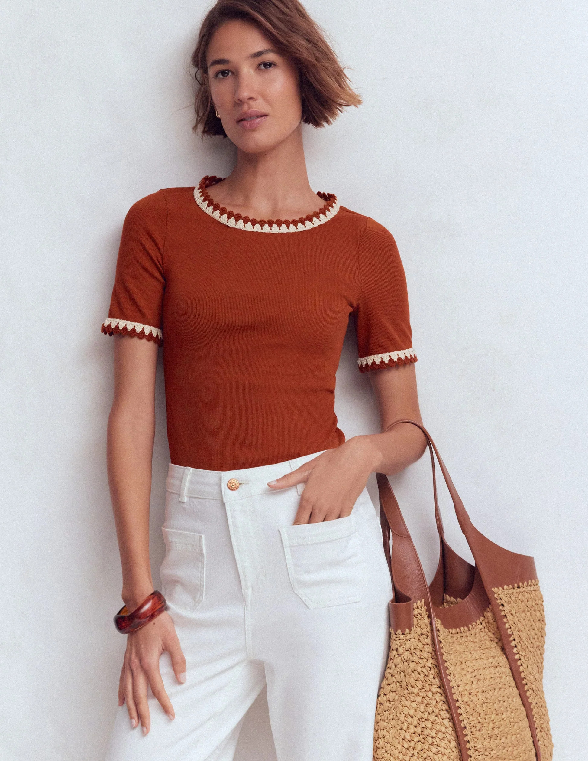 Maddie Trim Detail T-Shirt-Burnt Orange | Boden (US)